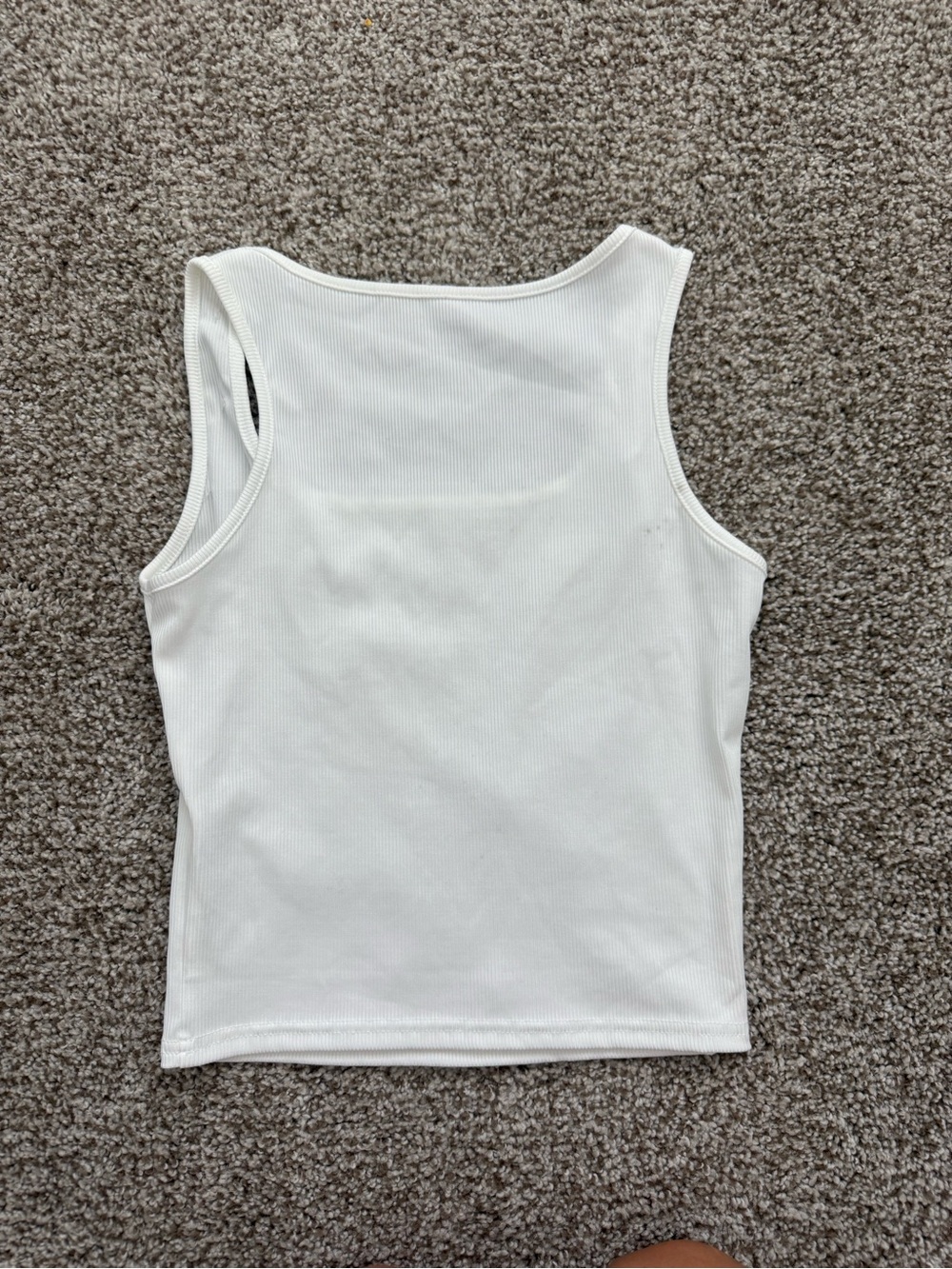 White Embellished Ribbed Tank Top - Picture 2 of 3
